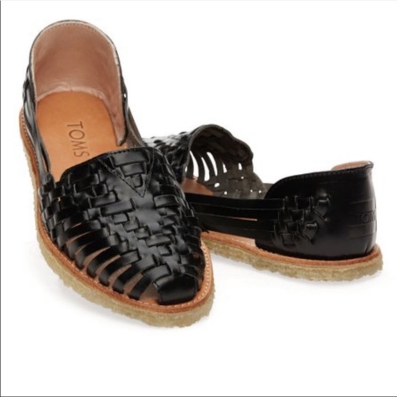 black leather woven sandals